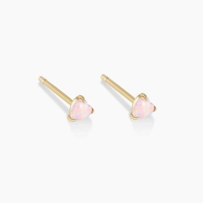 Opal Heart Stud oorbellen 925 Sterling zilver fijn 18K verguld
