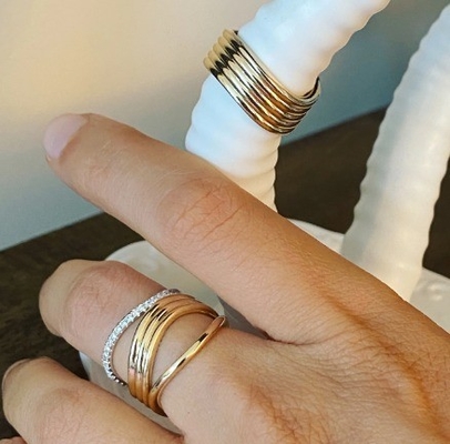 Elegante 18K vergulde bruiloft Nova Band roestvrijstalen ringen voor meisjes