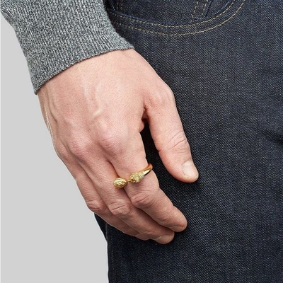 Verstelbare Mens Lion Head Ring 18K Gold Grootte 5 - Grootte 10 Messing Lion Ring
