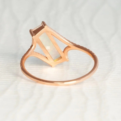 Baguette gesneden opalen sneeuwbaan ring maat 4 maat 10 925 Sterling zilver ring