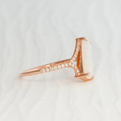 Baguette gesneden opalen sneeuwbaan ring maat 4 maat 10 925 Sterling zilver ring