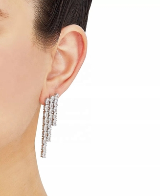 Oval Tennis Witte kubische Zircon oorbellen voor vrouwen Luxe sieraden