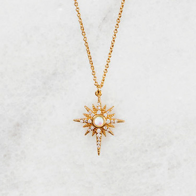 Opal goud geplatte Starburst hanger ketting 925 Starburst ketting zilver