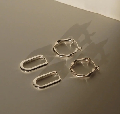 Custom mode oorbellen dik 18 goud geplatte golf roestvrijstalen hoepels