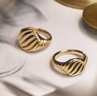 Gepersonaliseerd logo Goud bekleed David kabel golf mannen roestvrijstalen ringen