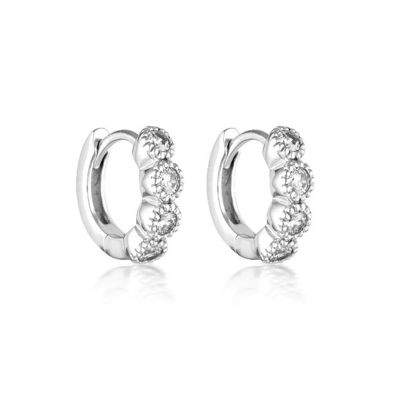 925 Sterling zilver bezel stel kubisch zirconia knuffels vrouwelijke oorbellen