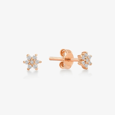 925 Sterling zilver Handgemaakt 18K Goud Geplatte Simply White CZ Flower Magnetic Ohrring