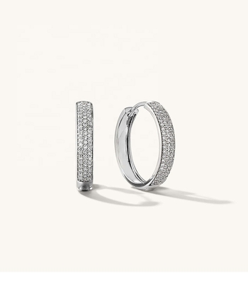 18K goud geplatte Micron Pave Huggies 925 Sterling zilveren vrouwelijke oorbellen