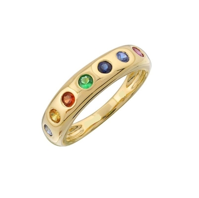 Kleurrijke stenen opstapelen mode ring sieraden voor meisjes in 925 sterling zilver band