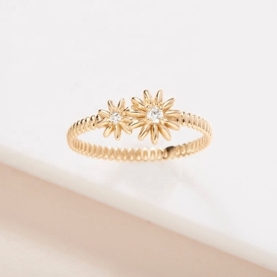 Mode Goudgeplatte 925 Sterling zilver Daisy CZ Ring Vrouwen elegantie accessoire