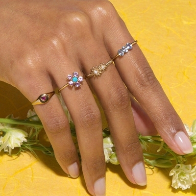 Mode Goudgeplatte 925 Sterling zilver Daisy CZ Ring Vrouwen elegantie accessoire