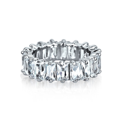 Duidelijke smaragd gesneden CZ Infinity trouwband 925 zilveren Infinity trouwringen