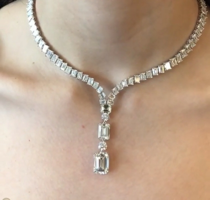 Rhodium beklede Bling Bling hangers 16in witte tennis ketting
