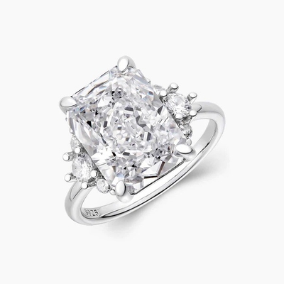 18K goud geplatte hoofdsteen CZ Vintage Wedding 925 Sterling zilveren ring voor meisjes