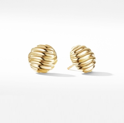 OEM Sculpted Cable Stud Earrings 18K Gold Plated Stainless Steel Studs