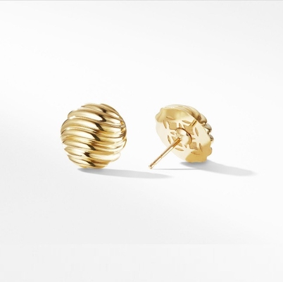 OEM Sculpted Cable Stud Earrings 18K Gold Plated Stainless Steel Studs