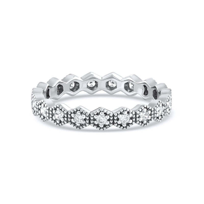 Trendy Eternity Geometrische vorm Kubische Zirconia Stackable Ring Band voor vrouwen