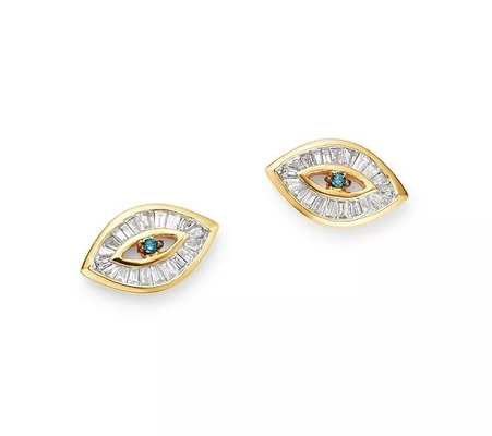 Blauw edelsteen Wit Kubisch Zirconia Oordopjes Baguette Gesneden 925 Sterling Zilver