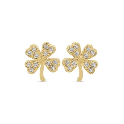 18K goud geplatte 925 Sterling zilver klaver stud oorbel
