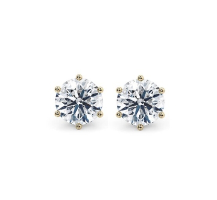 Zes klauwen witte CZ stud oorbellen 925 Sterling zilver 18K kubische Zirconia stud oorbellen
