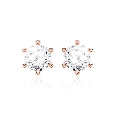 Zes klauwen witte CZ stud oorbellen 925 Sterling zilver 18K kubische Zirconia stud oorbellen