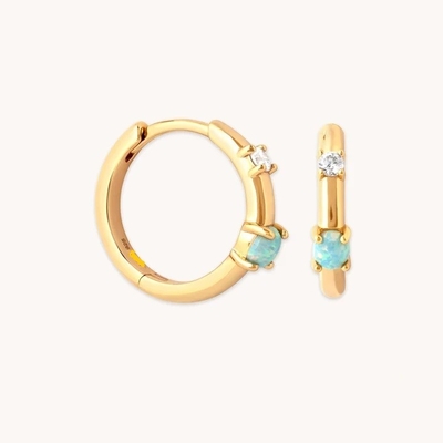 Mystic 18K goud geplatte opaal hoepels 925 Sterling zilver nieuwste Huggies mode oorbellen