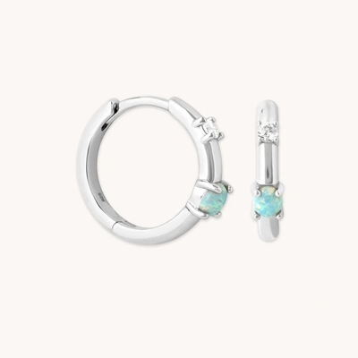 Mystic 18K goud geplatte opaal hoepels 925 Sterling zilver nieuwste Huggies mode oorbellen