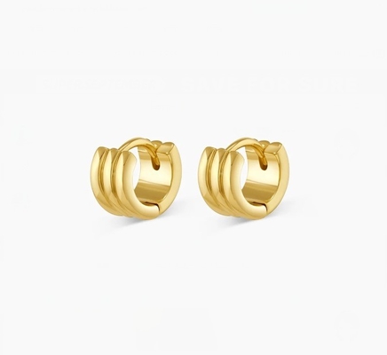 Mode Vrouwen roestvrij staal Huggie oorbellen Pools 18K goud geplatte hoepels