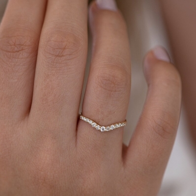 925 Sterling zilver gebogen diamant CZ Verlovingsring Stack trouwband