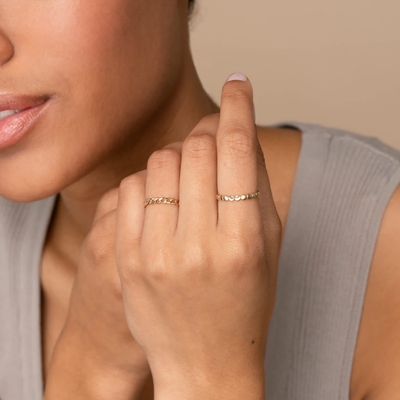 Opstapeling Dot Perled 925 Sterling Silver Ring Op maat gemaakte vorm 925 Silver Ring