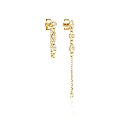 Drop Bezel Wit Diamant 925 Sterling Zilveren Ketting Oorbellen Mode
