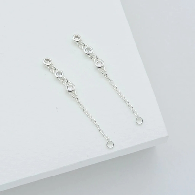 Drop Bezel Wit Diamant 925 Sterling Zilveren Ketting Oorbellen Mode