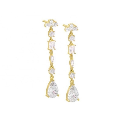 Religieuze inspiratie S925 Sterling zilver edelsteen drop oorbellen in 18K goud