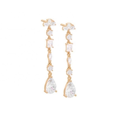 Religieuze inspiratie S925 Sterling zilver edelsteen drop oorbellen in 18K goud