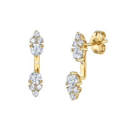 Witte kubische Zircon Cluster Diamant stud jas oorbellen 925