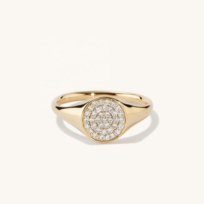 OEM ODM Mensen 14K Gold Signet Ring Vrouwen Zircon Gold Ring Op maat
