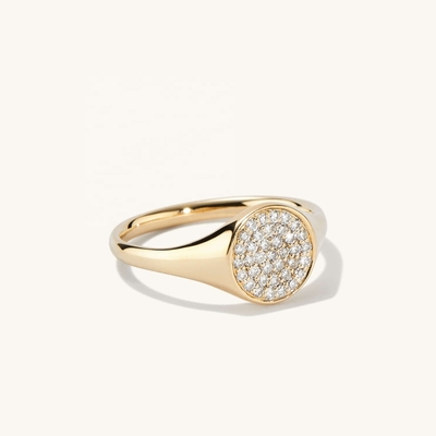 OEM ODM Mensen 14K Gold Signet Ring Vrouwen Zircon Gold Ring Op maat