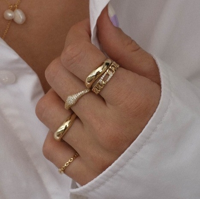US5-US10 925 Sterling zilver stapelbare ringen 18K verguld