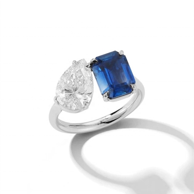 Persoonlijke vrouwen meisjes sieraden verstelbare open ringen met grote stenen in 925 Sterling zilver
