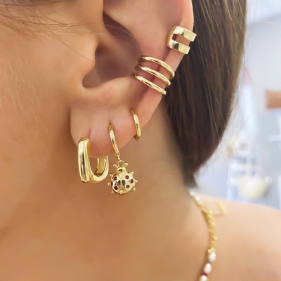 EARRINGS Echte 18k goud geplatte hoop Huggie Sterling zilver 925 sieraden voor vrouwen meisjes
