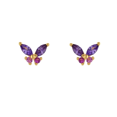 18K goud Marquise Cut Turquoise CZ 925 Sterling Silver Butterfly Stud oorbellen voor vrouwen