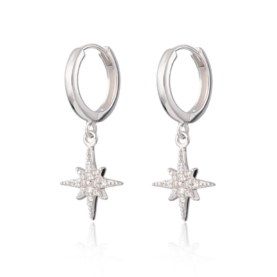Luxe Starburst Goudgeplatte Hoop Ohrringen 925 Goudgeplatte Kleine Hoop Ohrringen