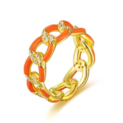 925 Sterling Zilveren Twist Ring Goudgeplatte Emaille Vrouwen Verlovingsbanden