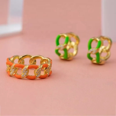 925 Sterling Zilveren Twist Ring Goudgeplatte Emaille Vrouwen Verlovingsbanden