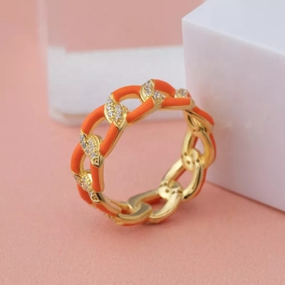 925 Sterling Zilveren Twist Ring Goudgeplatte Emaille Vrouwen Verlovingsbanden