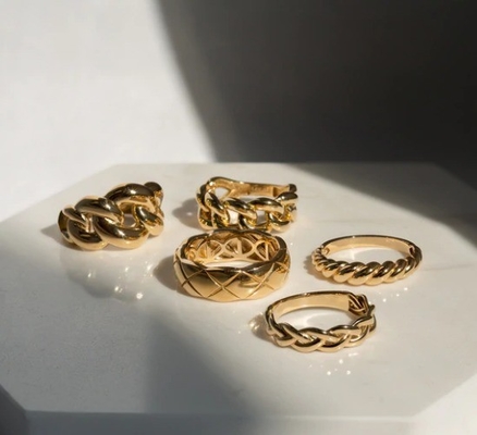 Verbazingwekkende barokke 14K gouden vervorming Twist 925 Sterling zilver vrouwen ring Tarnish gratis sieraden