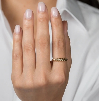Verbazingwekkende barokke 14K gouden vervorming Twist 925 Sterling zilver vrouwen ring Tarnish gratis sieraden