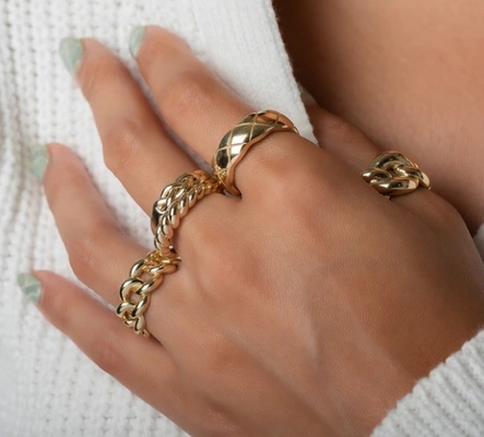 Verbazingwekkende barokke 14K gouden vervorming Twist 925 Sterling zilver vrouwen ring Tarnish gratis sieraden