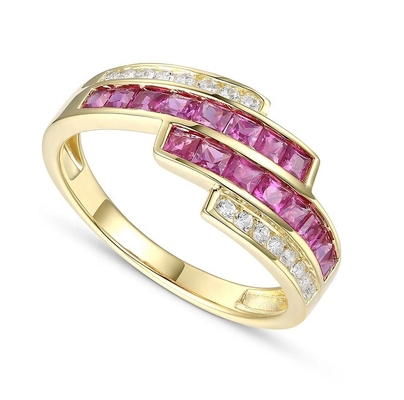 Prongsetting Smaragd Ruby Vrouwen Diamant Verklaring Ringen Grootte 6- Grootte 10
