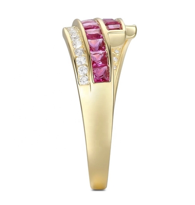 Prongsetting Smaragd Ruby Vrouwen Diamant Verklaring Ringen Grootte 6- Grootte 10